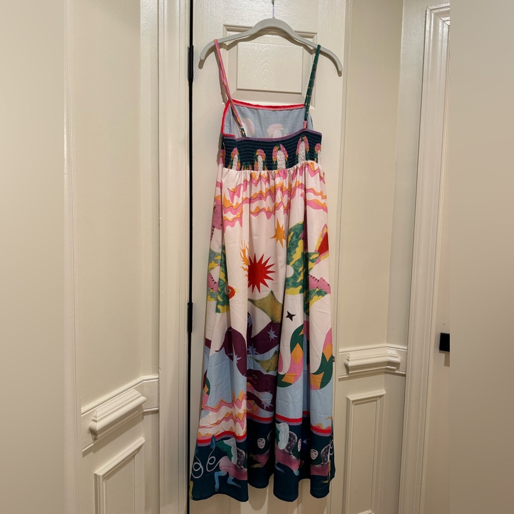 Colorful Abstract Maxi Sundress with Heart Motif - Picture 5 of 8